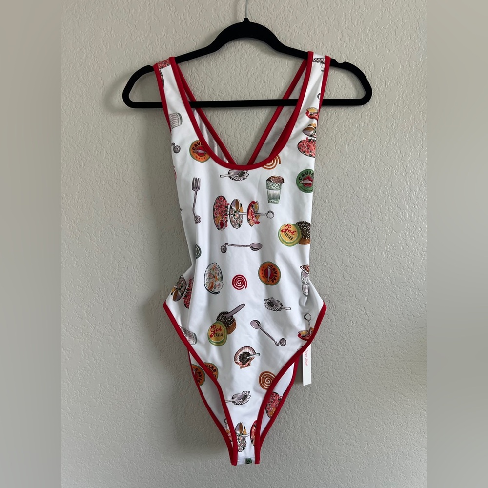 NWT Lisa Says Gah Bo One Piece Caviar Dream Criss Cross Back. Size M - Picture 7 of 12